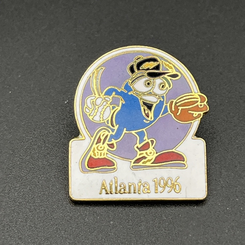 1996 Atlanta Olympic Games Baseball Event Izzy‎ Mascot Lapel Hat Pin